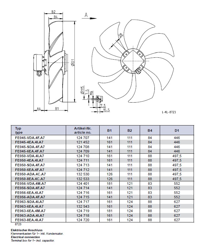 Габаритные размеры FE056-VDA.4M.V7