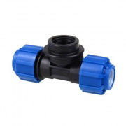 Тройник с переходом на внутреннюю резьбу Политэк - 40 x 1"1/4 (винтовой, для труб ПНД)