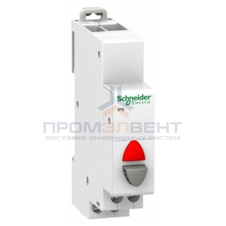 Кнопка управления iPB Acti 9 Schneider Electric серая+красный индикатор 1НЗ