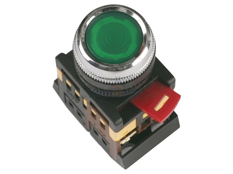 Кнопка ABLFS-22 зеленый d22мм неон/240В 1з+1р ИЭК