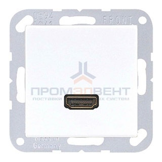 Розетка HDMI 1 местная Jung A+AS Белый механихм+накладка