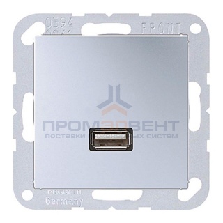 Розетка USB-удлинитель 1 местная Jung A Алюминий механизм+накладка