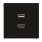 Розетка HDMI+USB Jung LS Черный механизм+накладка